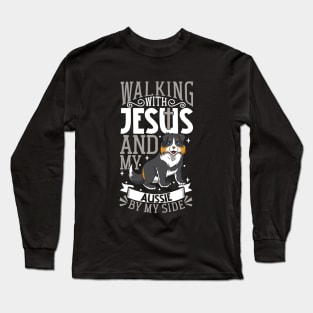 Jesus and dog - Australian Shepherd Long Sleeve T-Shirt